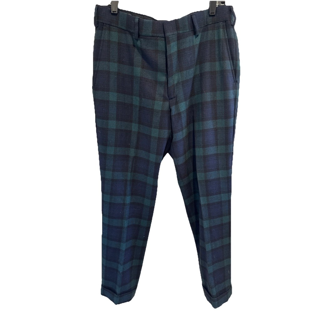 Castaway Nantucket Harbor Pants Wool Twill Green Navy Tartan Plaid Mens 34X30